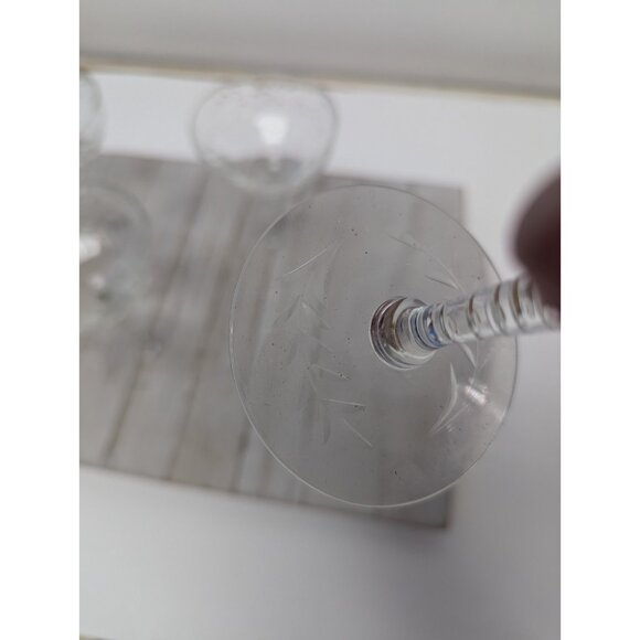 Set Of 4 Vintage Flower Etched Crystal Sherbet Champagne Glasses 5 7/8” Clear - Picture 3 of 8